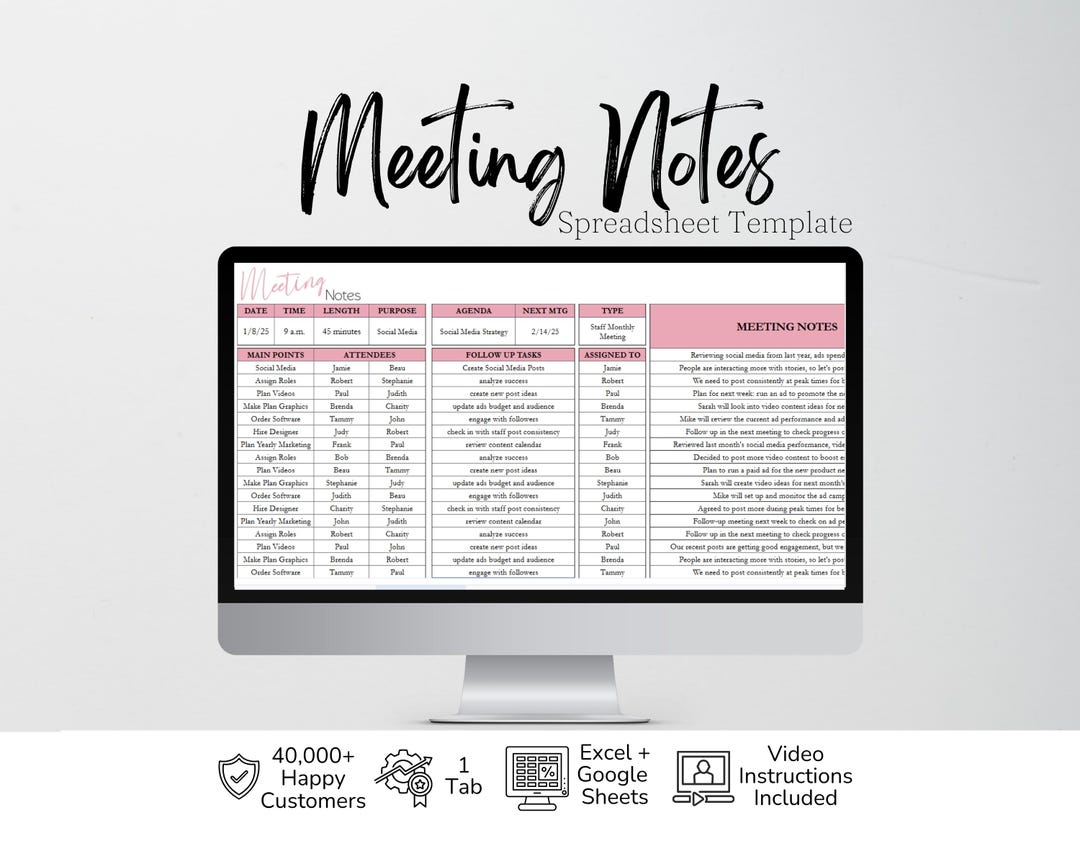 Notes Tracker Photo Meeting Notes Tracker, Meeting Minutes Template, Team Meeting Log ...