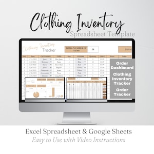 Clothing Business Inventory Tracker Log, Clothing Inventory Template,Tshirt Business, Apparel Templates, Excel Spreadsheet Google Sheet