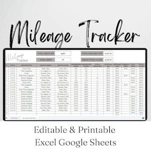 Registro de kilometraje, kilometraje de combustible, kilometraje imprimible, kilometraje en Excel, rastreador de entregas, calculadora de kilometraje, kilometraje registrado, hojas de cálculo de Google para automóviles