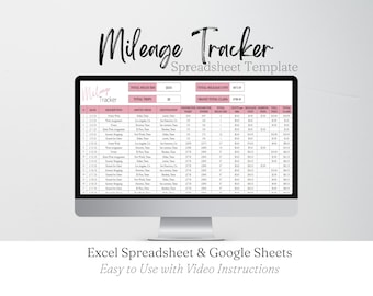 Mileage Tracker, Mileage Log, Miles Traveled, Vehicle Mileage, Car Mileage Printable Travel Log, Trip Tracker Mileage Excel Spreadsheet Fuel
