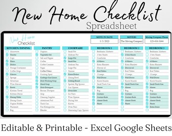 New Home Planner Template, New Apartment Essentials Checklist Excel ...
