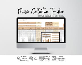 Music Collection Tracker Excel Spreadsheet, Music Tracker Google Sheets, Vinyl Collection, Record Collection, CD Collection, Digital Library