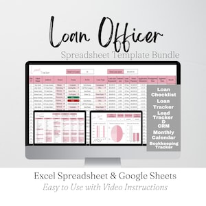 Loan Officer Template Spreadsheet Bundle, Loan Checklist Template Google Sheets, Mortgage Broker Mortgage Pipeline Tracker Excel CRM Planner