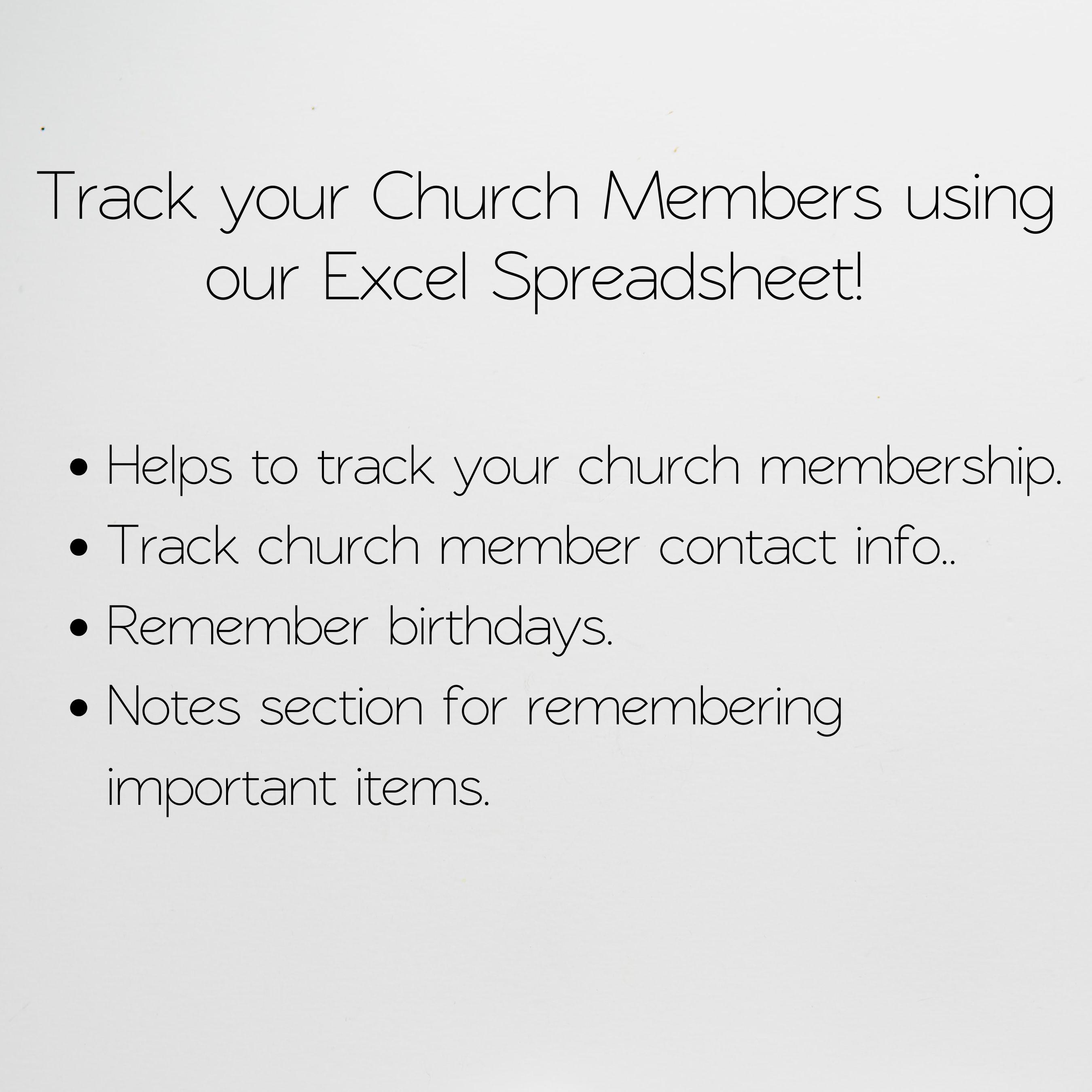 Editable Church Roster Form Church Directory Template Excel Spreadsheet, Church Membership List ...