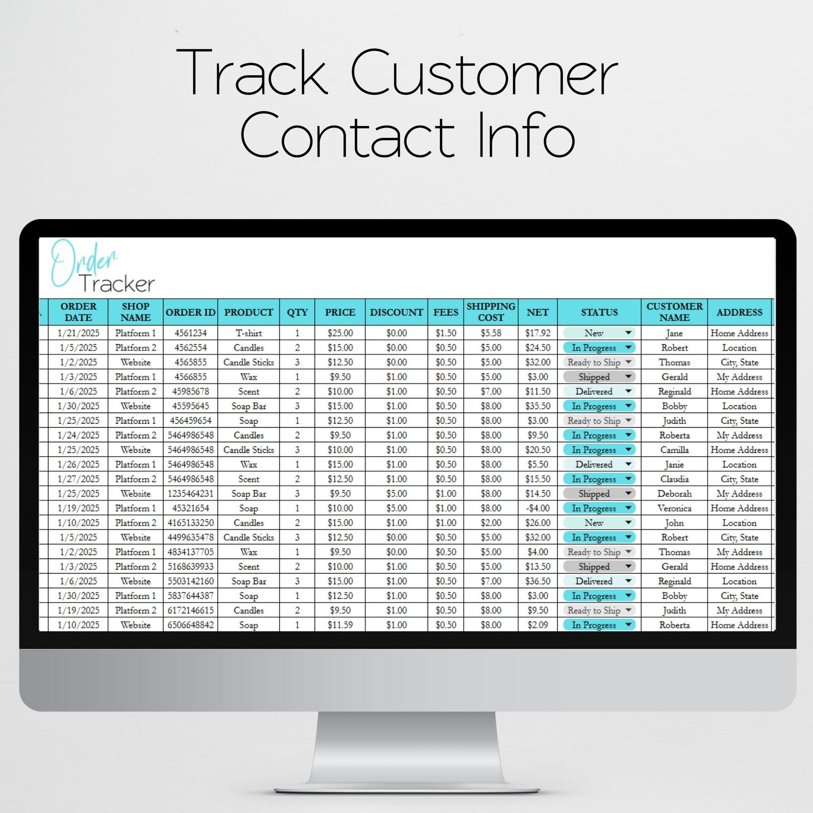 Business Order Tracker Template, Order Tracker Google Sheets, Order ...