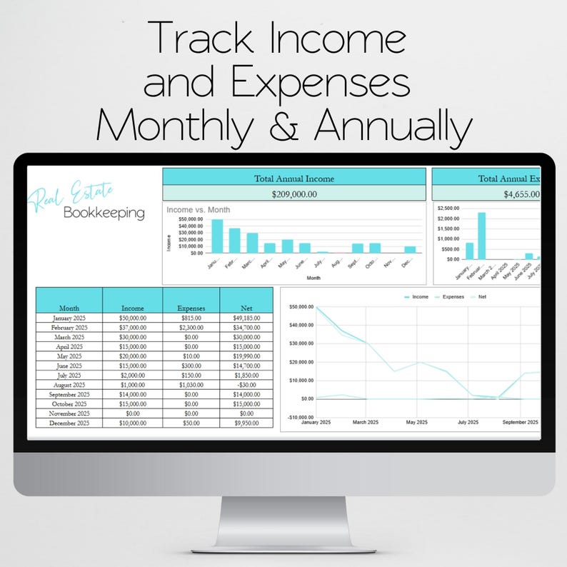 Realtor Bookkeeping, Income and Expenses Tracker Excel Income Tracker Google Sheets Excel, Real Estate Bookkeeping, Real Estate Book Keeping image 6