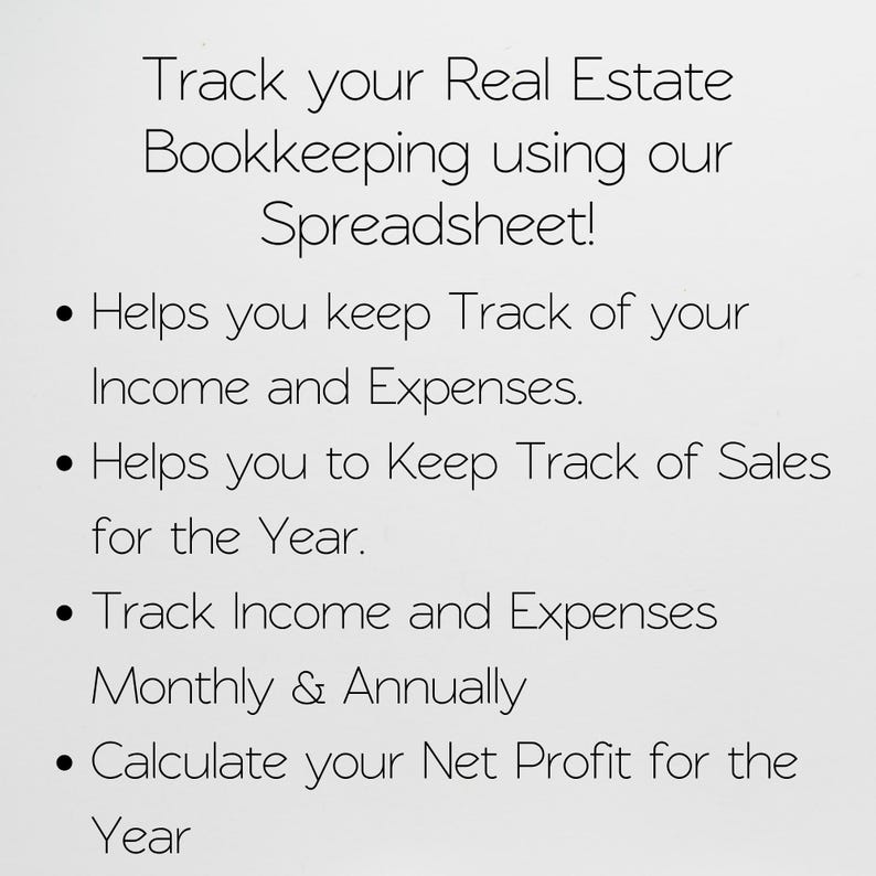 Realtor Bookkeeping, Income and Expenses Tracker Excel Income Tracker Google Sheets Excel, Real Estate Bookkeeping, Real Estate Book Keeping image 2