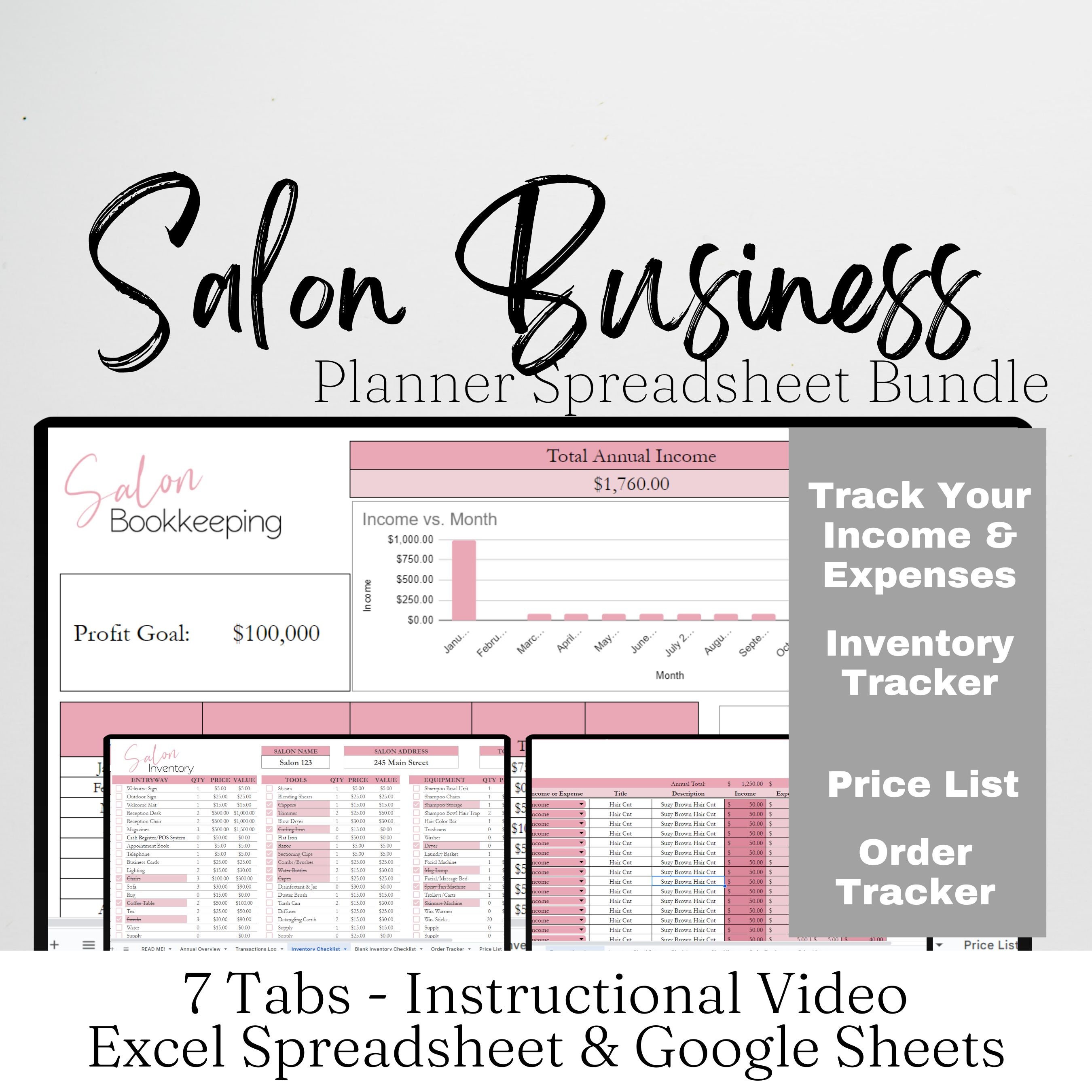 Salon Business Planner Template Hair Salon Bookkeeping Log Beauty Salon Business Planner Template Hair Salon Bookkeeping Log Beauty