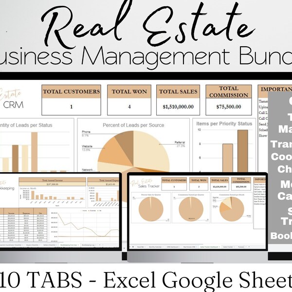 Ultimatives Real Estate Business Management Spreadsheet Bundle, Real Estate Planner Bundle, Realtor Template Excel Spreadsheet Google Sheets