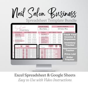 Nail Salon Business Template Bundle, Beauty Business Google Sheet, Salon Inventory, Salon Bookkeeping Excel, Nail Template, Nail Studio