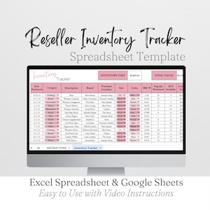 Reseller Inventory Tracker Business Spreadsheet Template, Inventory Log Google Sheets, Warehouse Management Excel, Ecommerce Product