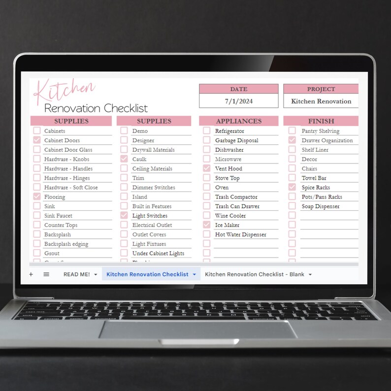Kitchen Renovation Checklist Google Sheets, Kitchen Remodel Check List ...