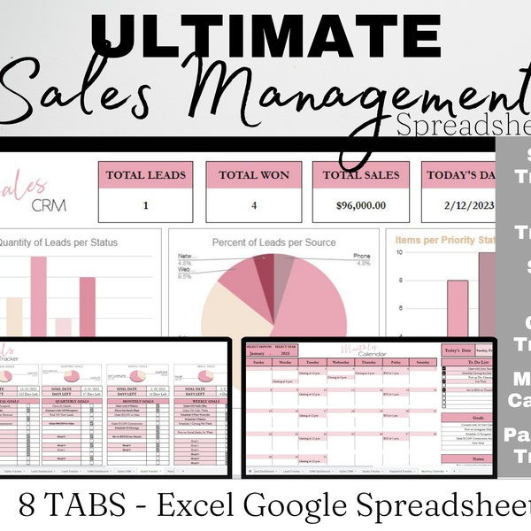 Sales Manager Template Excel Spreadsheet, Sales Account Planning Template, Sales Management System, Sales Tracker, Sales CRM, Lead Tracker