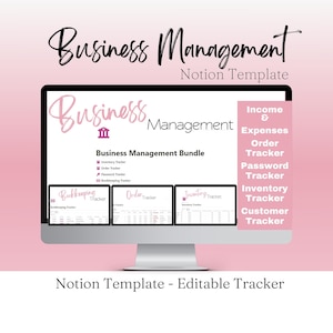 Notion Template Business Planner Bundle, Notion Business Template Dashboard, Inventory Tracker Hub, Order Tracker Planner Template, Customer