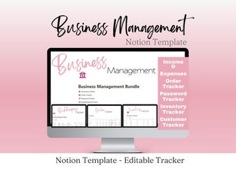 Notion Template Business Planner Bundle, Notion Business Template Dashboard, Inventory Tracker Hub, Order Tracker Planner Template, Customer