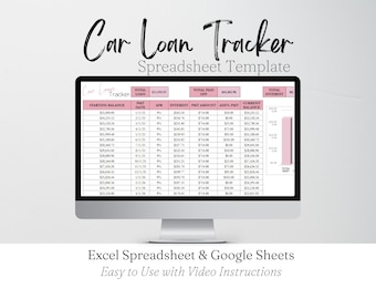 Car Loan Tracker Spreadsheet Template, Car Payment Tracker, Car Spreadsheet, Car Payoff Tracker, Loan Payment Tracker, Debt Payoff Planner