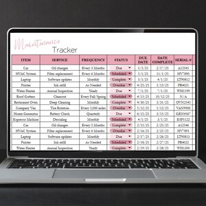 Maintenance Tracker Template, Service Schedule, Machine Maintenance ...