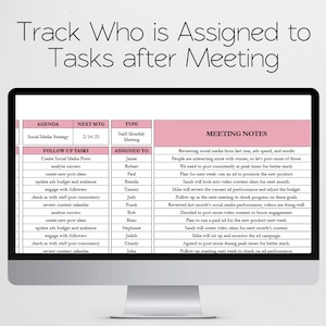 Meeting Notes Tracker, Meeting Minutes Template, Team Meeting Log, Meeting Spreadsheet, Office Notes, Note Taking Corporate Business Meeting image 6