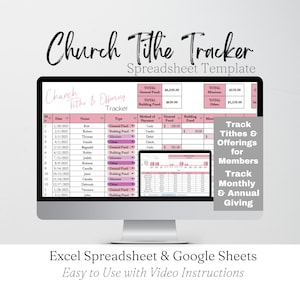 Church Tithe Tracker Google Sheets, Tithes and Offerings Template, Church Spreadsheet, Church Tithing, Excel Spreadsheet, Church Template
