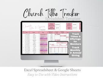 Church Tithe Tracker Google Sheets, Tithes and Offerings Template, Church Spreadsheet, Church Tithing, Excel Spreadsheet, Church Template
