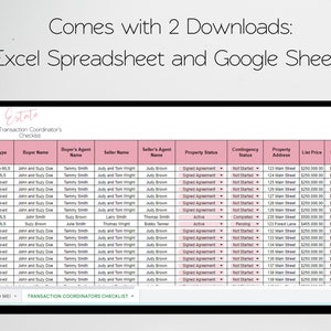 Real Estate Transaction Coordinator Checklist, Realtor Transaction Checklist, Transaction Coordinator Tracker, Coordinator Templates Log image 7