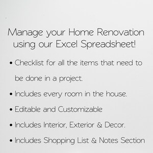 Home Renovation Spreadsheet, Home Remodel Checklist, Kitchen Renovation ...
