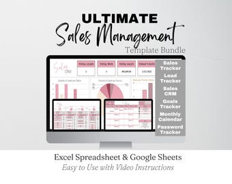 Modello di foglio di calcolo Excel per responsabile vendite, modello di pianificazione degli account di vendita, sistema di gestione delle vendite, strumento di monitoraggio delle vendite, CRM di vendita, strumento di monitoraggio dei lead