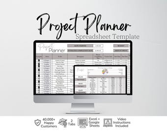 Project Tracker Business Planner Template, Digital Editable Template Excel Spreadsheet Google Sheet Project Manager, Work Project Management