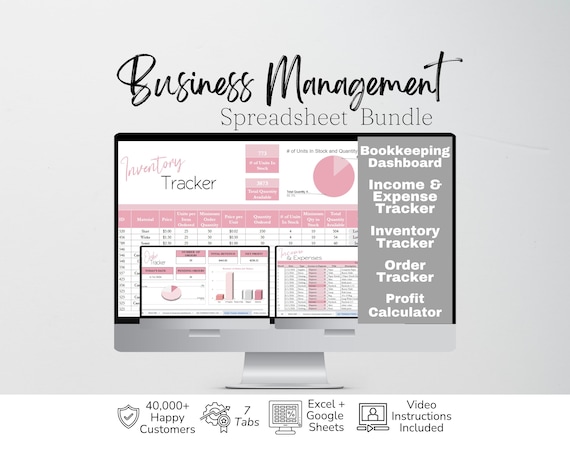 Small Business Templates Bundle Google Sheets, Business Bookkeeping Spreadsheet, Business Management Excel Inventory Tracker, Order Tracker