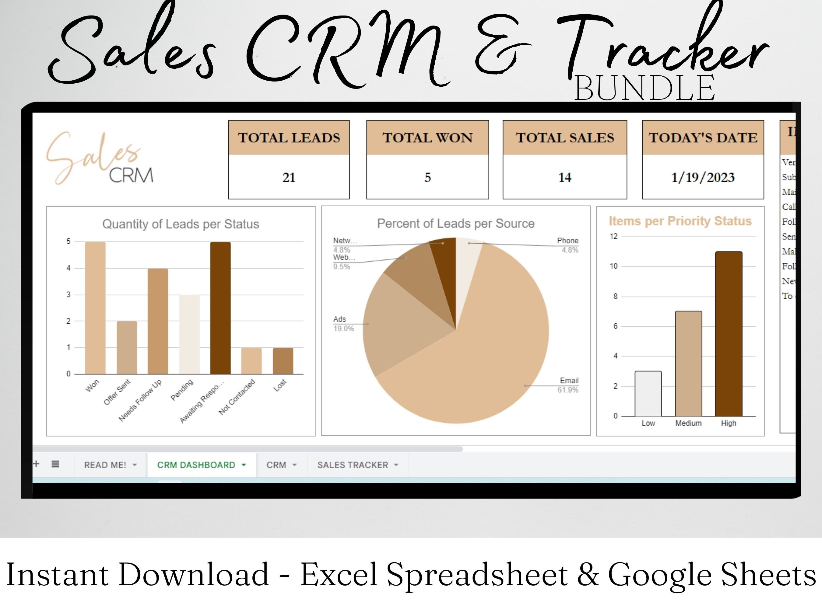 CRM Google Sheet, CRM Tracker Excel, Customer Management, Sales CRM