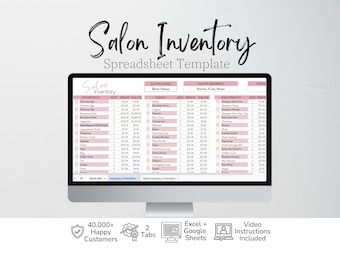 Salon Inventory Template, Salon Inventory Tracker Log, Beauty Salon Setup Checklist, Nail Salon Hair Salon Templates Google Sheet Supplies
