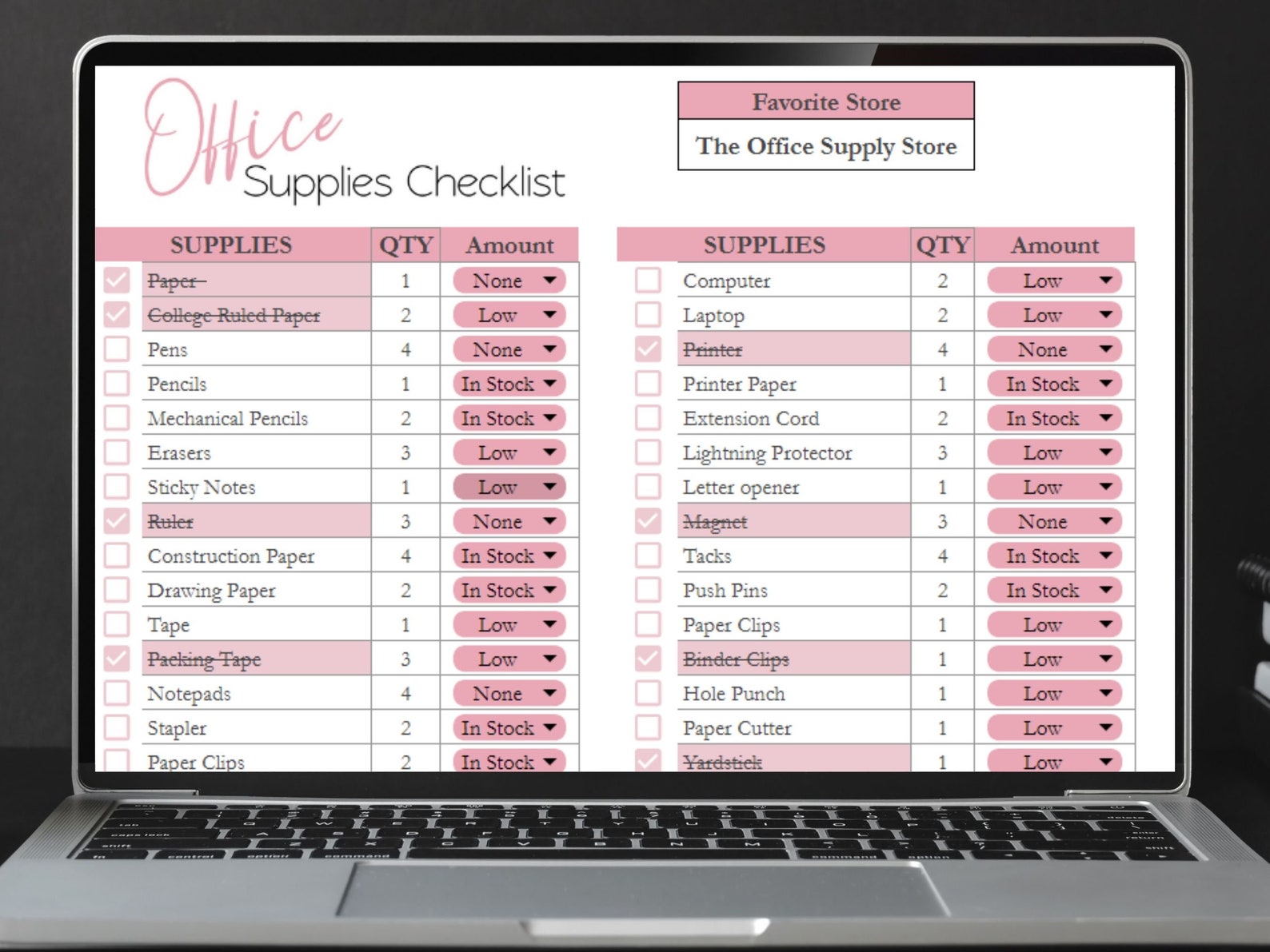 Office Supplies Checklist, Business Office Supplies Checklist Template