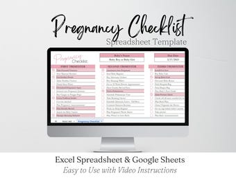 Pregnancy Checklist by Trimester Google Sheets, Pregnancy Planner, First Second Third Trimester Pregnant List, New Mom to Be Tracker Baby