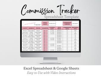 Commission Tracker Google Sheet, Sales Log Business Template, Transaction Tracker, Commission Tracking Excel Spreadsheet