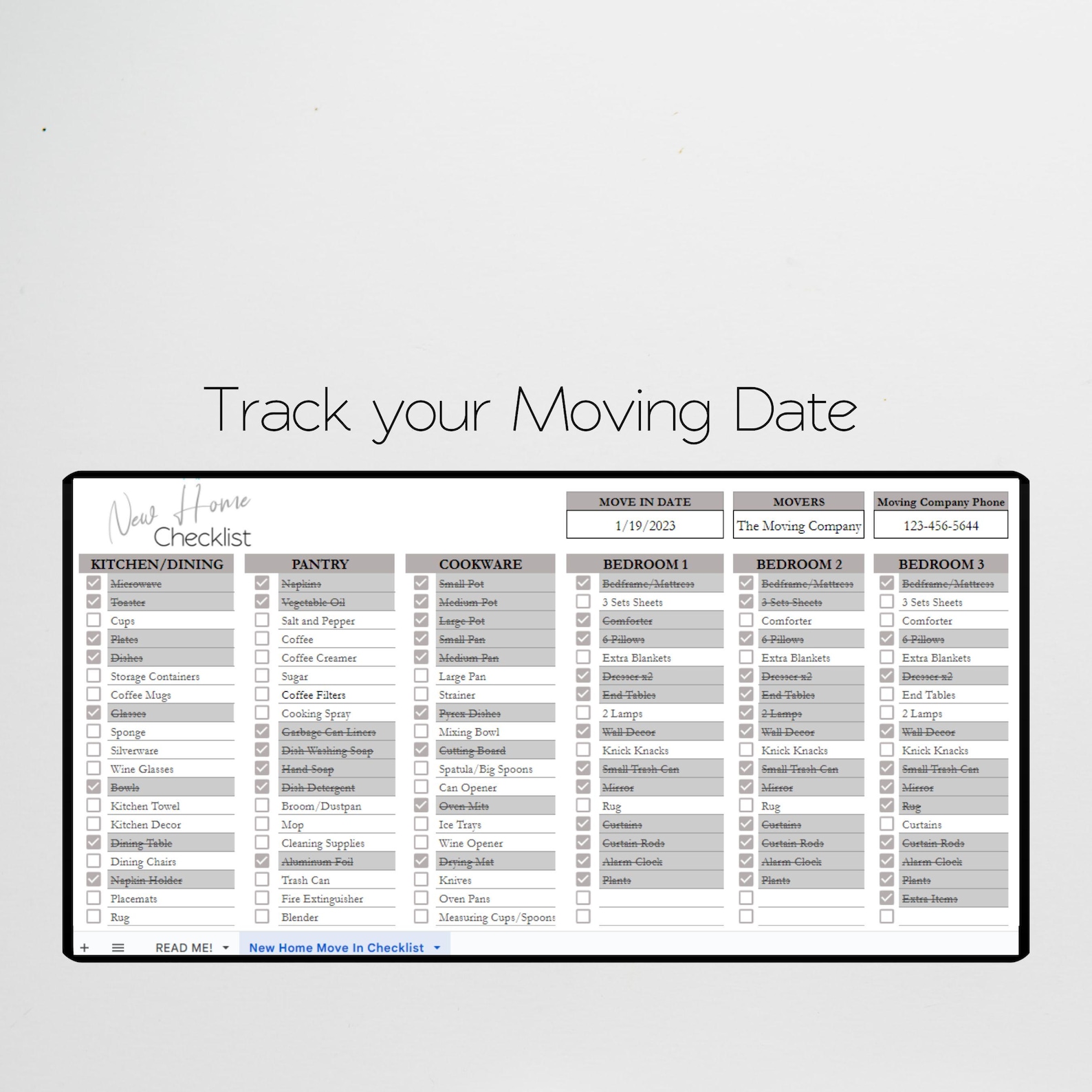 New House Checklist Template Excel Spreadsheet, Home Planner Google ...