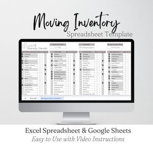 Umzugsinventar Vorlage Excel-Liste, Umzugsplaner Google Sheets, Umzugscheckliste Umzugs- und Packinventurliste
