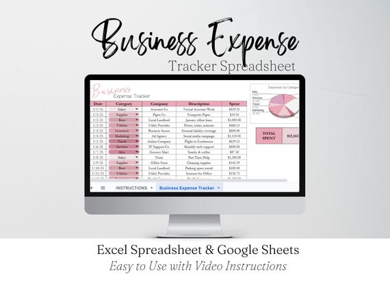 Business Expense Tracker, Spending Tracker, Business Spreadsheet, Business Finance, Small Business Tool, Spending Log, Business Expenses