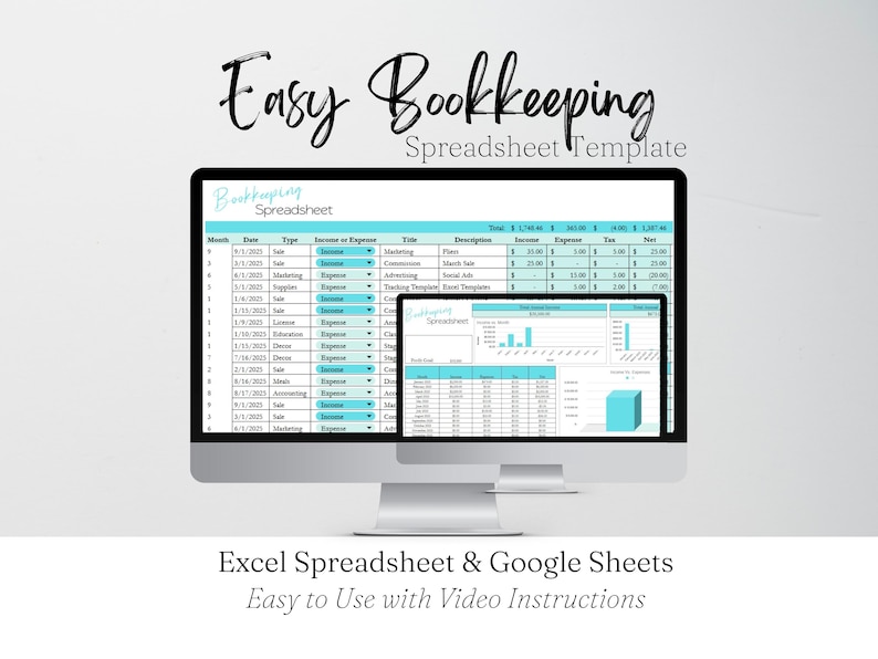 Small Business Bookkeeping Google Sheets, Small Business Bookkeeping Excel, Small Business Bookkeeping Google Spreadsheet Bookkeeping Sheets image 1