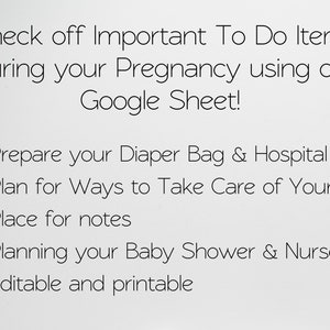 Pregnancy Checklist by Trimester Google Sheets, Pregnancy Planner, First Second Third Trimester Pregnant List, New Mom to Be Tracker Baby image 3