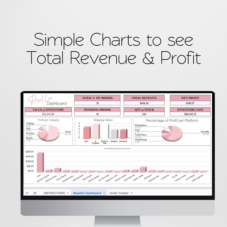 Modèle de feuille de calcul pour revendeurs, Planificateur d'activités de revente, Comptabilité des revendeurs, Gestion des stocks de produits, Outils de suivi des revendeurs image 2