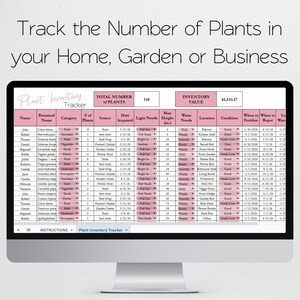 Plant Inventory Tracker Spreadsheet Template, Plant Journal, House Plant Spreadsheet Farm Management, Indoor Plants Garden Log Outdoor Plant image 2