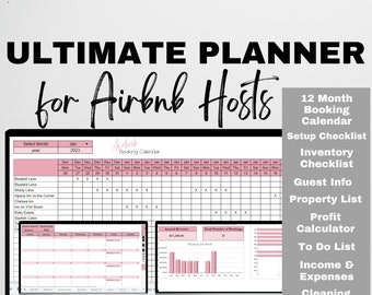 Rental Property Planner Bundle, Host Bundle Template, Vacation Rental Spreadsheet, Cleaning Checklist, Setup Furniture Inventory Management
