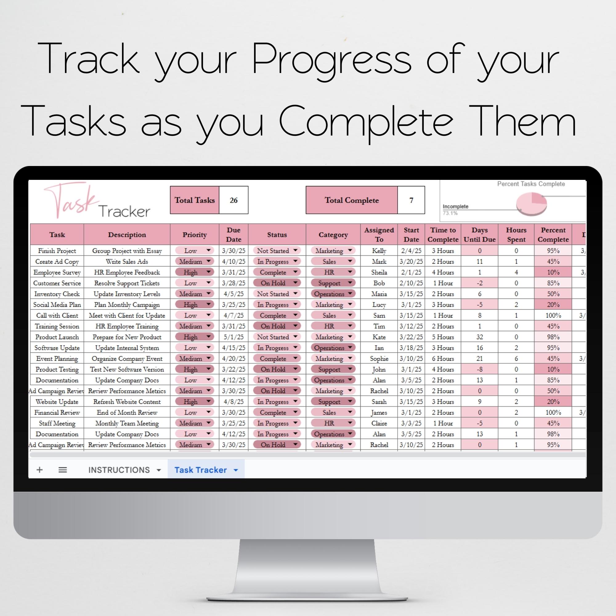 Task Tracker, Employee Task List, Time Management, Task Planner Google ...