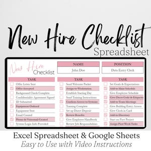 New Hire Checklist Template, Human Resources, New Employee Onboarding Checklist, HR Template, Recruiting Template Google Sheets Spreadsheet