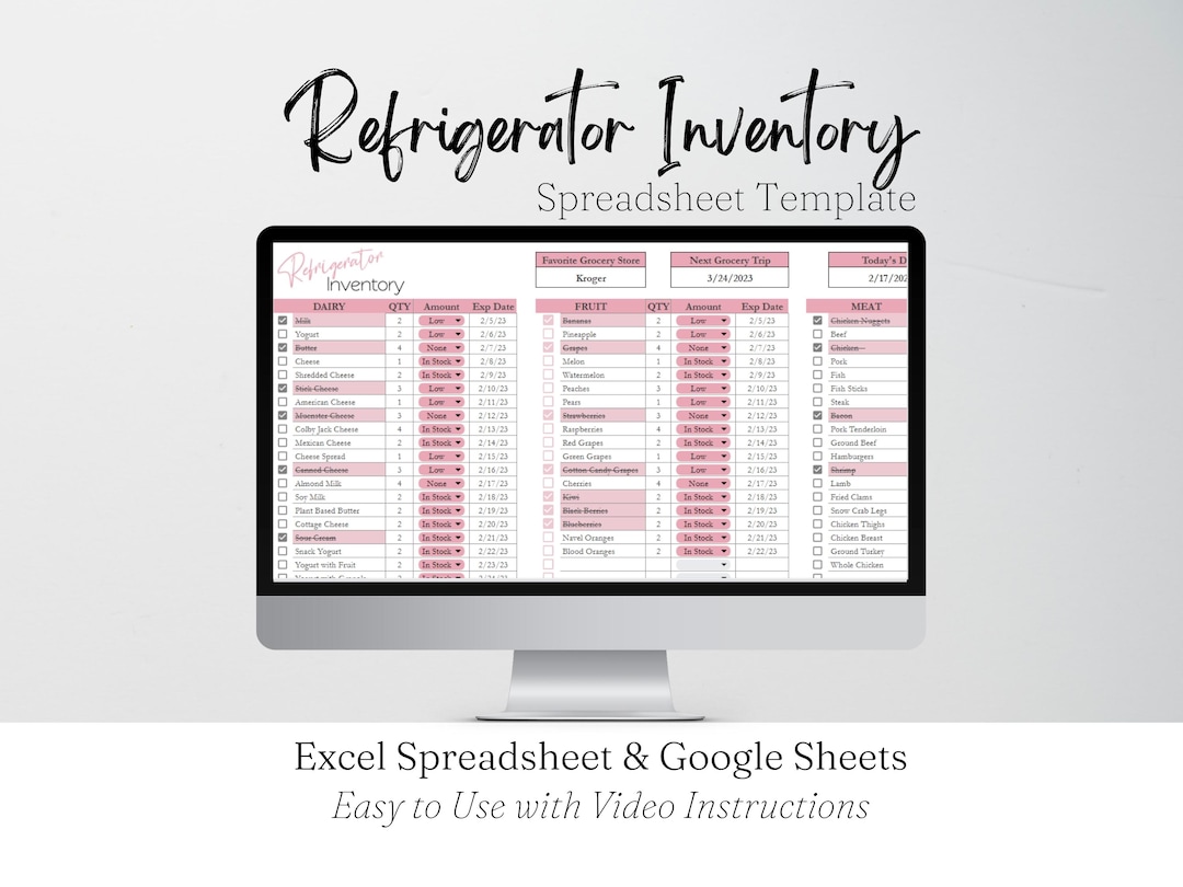 Refrigerator Inventory Template, Refrigerator Checklist, Refrigerator ...