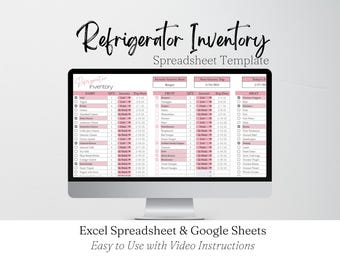 Refrigerator Inventory Template, Refrigerator Checklist, Refrigerator List, Food Inventory List Refrigerator Food Tracker Excel Sheet Google