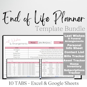 End of Life Planner, Emergency Binder, Just In Case of Death Planner, Life Binder, Funeral Planner Estate Planner Last Wishes After I&#39;m Gone