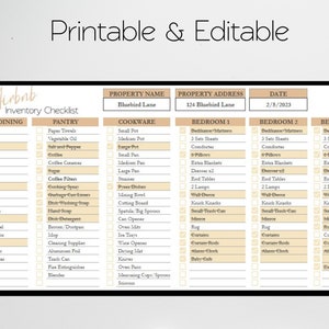 Inventory Checklist Template for Rental Property Management, Short Term ...