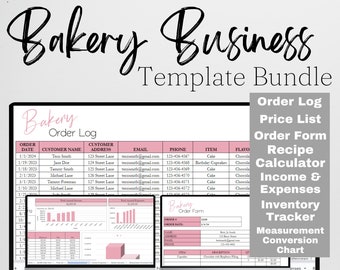 Bakery Business Plan, Bakery Spreadsheet, Bakery Order Form, Bakery Template Google Sheets, Cake Business Bundle Planer, Recipe Calculator