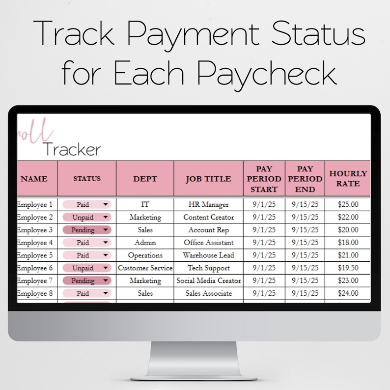Payroll Template, Employee Payroll Tracker, HR Spreadsheet Google ...